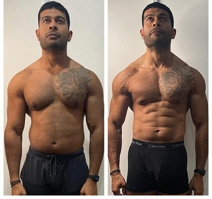 12 week transformation! “In the best shape of my life well into my 30s thanks to Sam!” Mani B